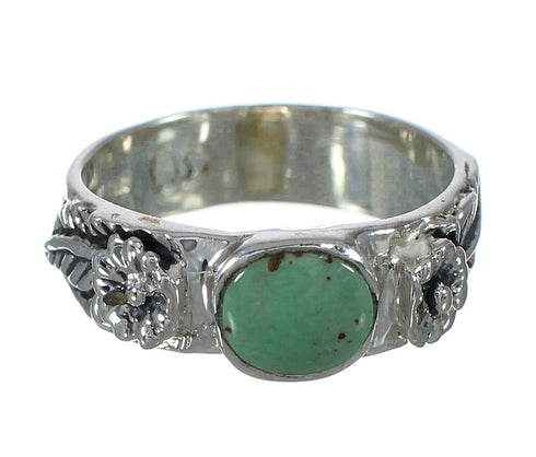 Turquoise Authentic Sterling Silver Southwestern Flower Ring Size 8-3/4 YX91695